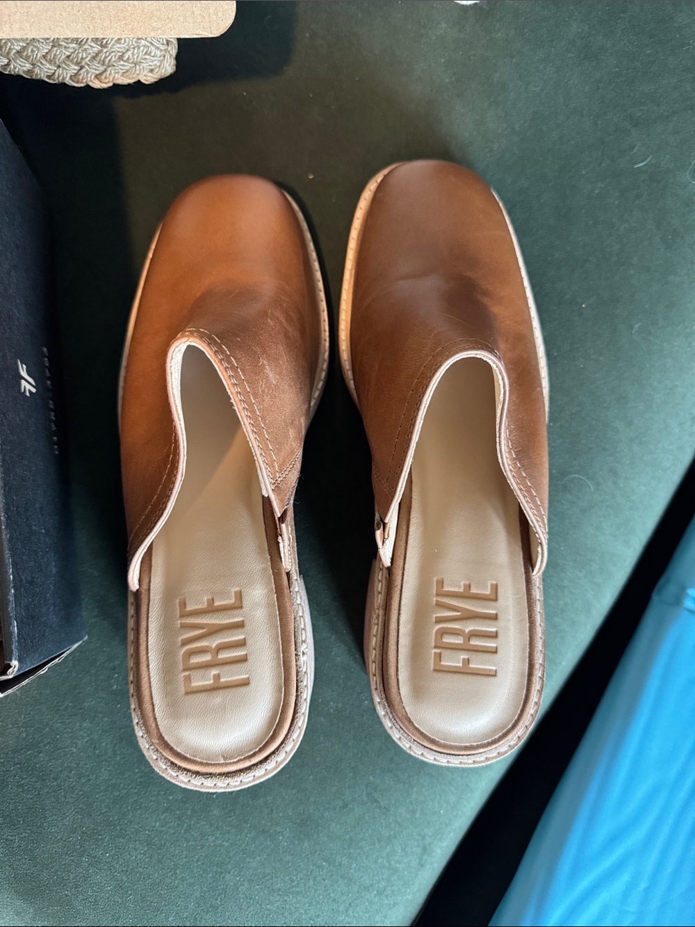 Frye Brown Leather Slip-On Mule Loafers